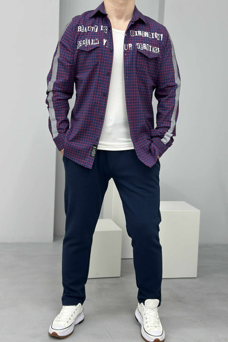 FRONT WRITTINGS PLAID MEN SHIRT BLUE/BLU - 1