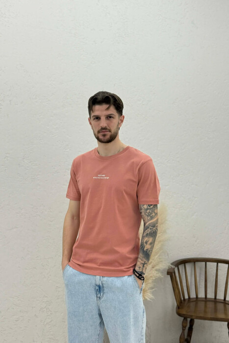 T-SHIRT ME SHKRIME NE PJESEN PARA PER MESHKUJ NE NGJYRE PUDER 
