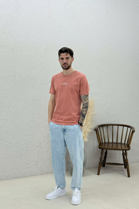 FRONT WRITTINGS ROUND NECK MEN T-SHIRT POWDER/PUDER - 2