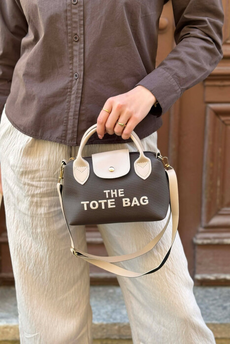 FRONT WRITTINGS SMALL WOMAN BAG BEIGE+BROWN/BEZHE+KAFE - 2