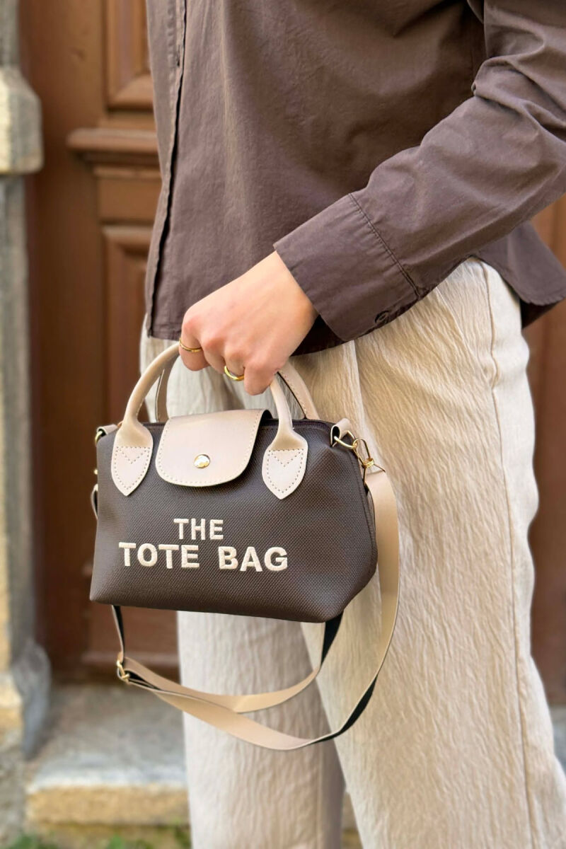 FRONT WRITTINGS SMALL WOMAN BAG BEIGE+BROWN/BEZHE+KAFE - 3