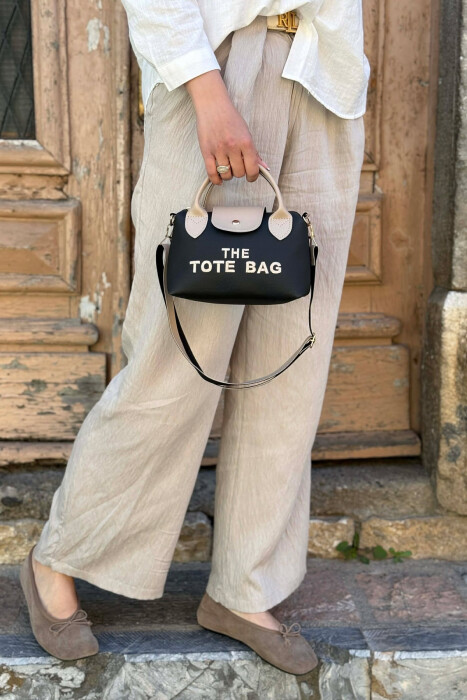 FRONT WRITTINGS SMALL WOMAN BAG BLACK-BEIGE/ZEBE - 2