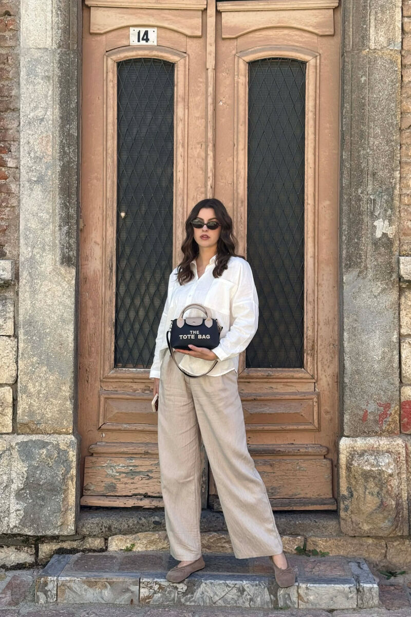 FRONT WRITTINGS SMALL WOMAN BAG BLACK-BEIGE/ZEBE - 3