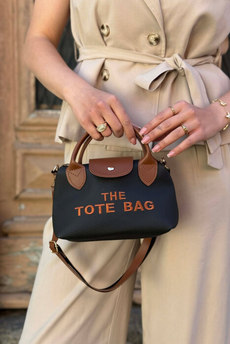 FRONT WRITTINGS SMALL WOMAN BAG BLACK-BROWN/ZEKA - KLAUDIO FASHION