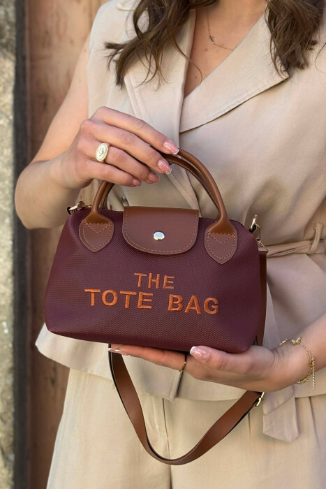 FRONT WRITTINGS SMALL WOMAN BAG BURGUNDY/VISHNJE - KLAUDIO FASHION