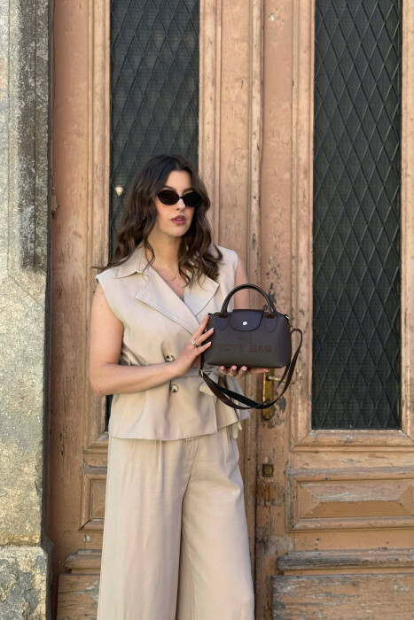 FRONT WRITTINGS SMALL WOMAN BAG DARK BROWN/KAE - 4