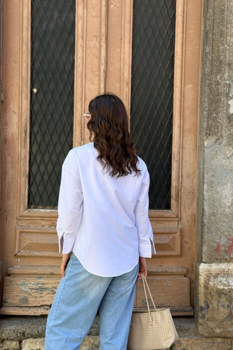 FRONT WRITTINGS WOMAN SHIRT WHITE-PINK/BARO - 3