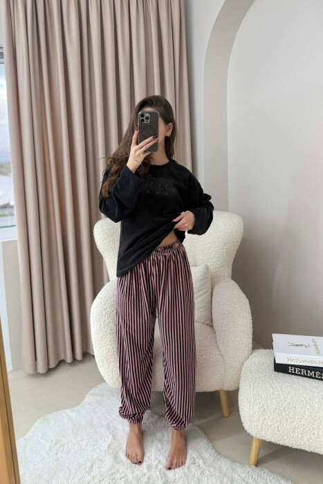 FRONT WRITTINGS WOMEN PYJAMAS BLACK/ E ZEZE 