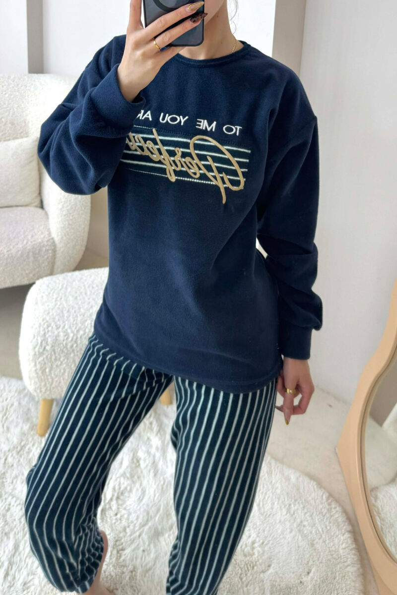 FRONT WRITTINGS WOMEN PYJAMAS DARK BLUE/BEE - 4