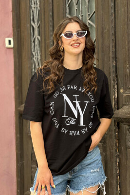 FRONT WRITTINGS WOMEN T-SHIRT BLACK/ E ZEZE 