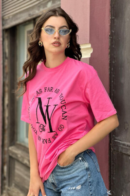 FRONT WRITTINGS WOMEN T-SHIRT FUCHSIA/CIKLAMI 