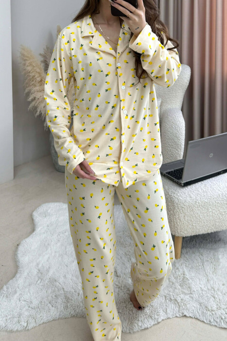 FRUIT DESIGN SHIRT+ TROUSERS WOMAN PYJAMAS YELLOW/E VERDHE - 2