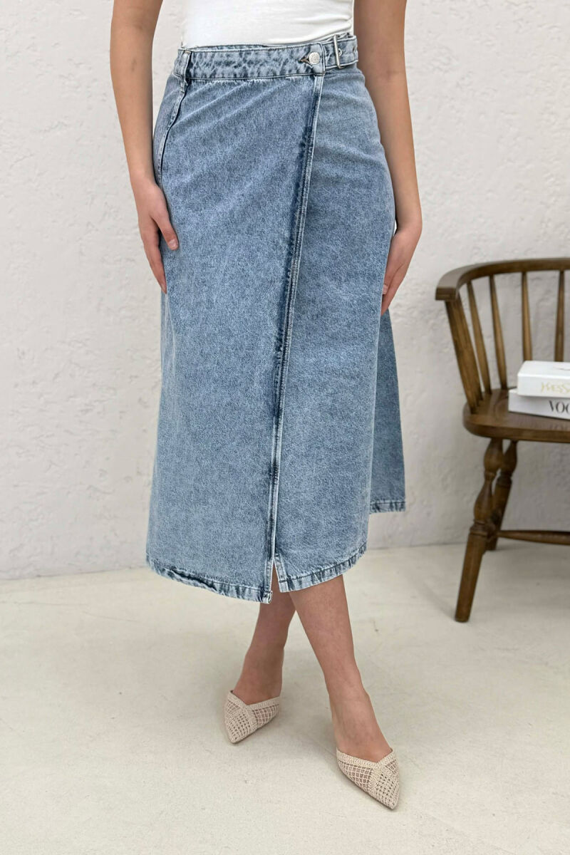 FUND I GJATË XHINS ME DETAJIN E RRIPIT PËR FEMRA NË NGJYRË BLU TË ZBARDHUR - 6