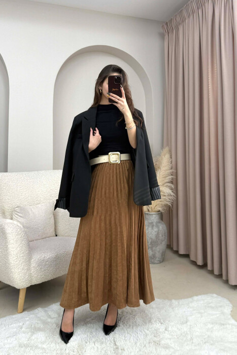 FUND KAMOSHI NJE NGJYRESH ME DETAJIN E RRIPIT PER FEMRA NE NGJYRE KAFE - 2