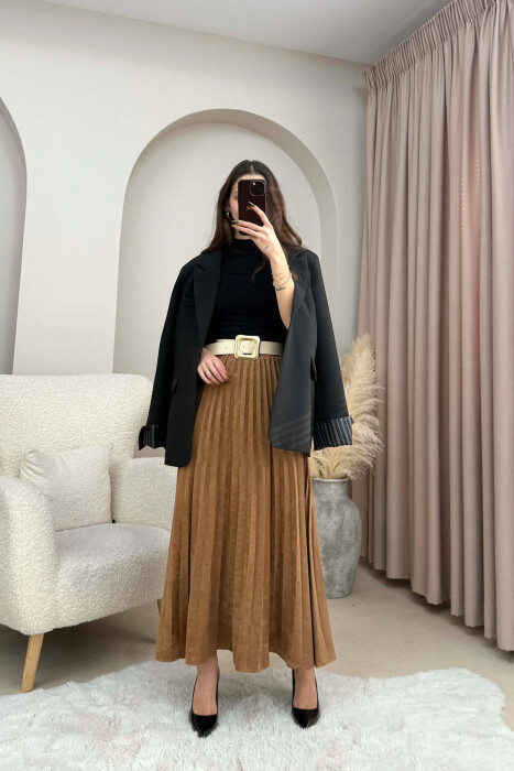 FUND KAMOSHI NJE NGJYRESH ME DETAJIN E RRIPIT PER FEMRA NE NGJYRE KAFE - 3