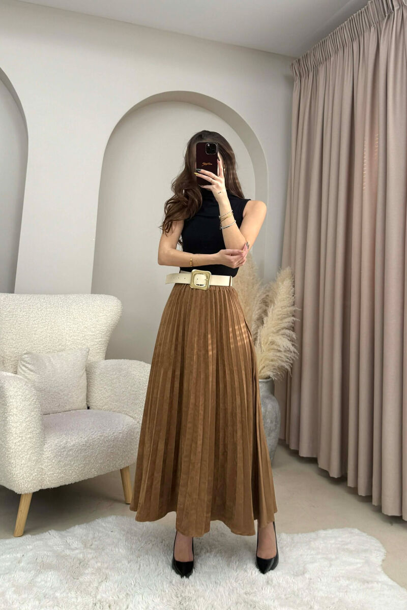 FUND KAMOSHI NJE NGJYRESH ME DETAJIN E RRIPIT PER FEMRA NE NGJYRE KAFE - 4