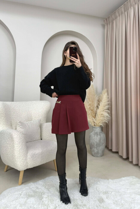 FUND PANTALLONE I THJESHTE ME DETAJE ZINXHIRASH PER FEMRA NE NGJYRE VISHNJE - 3