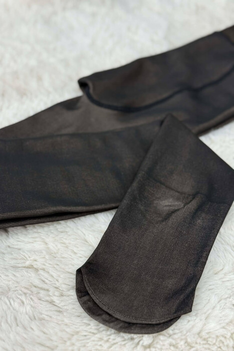 FUR LINED WOMEN LEGGINGS DARK BROWN/KAE - 5