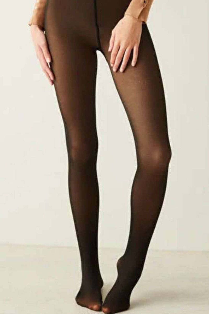 FUR LINED WOMEN LEGGINGS IN DARK BROWN COLOR - 1