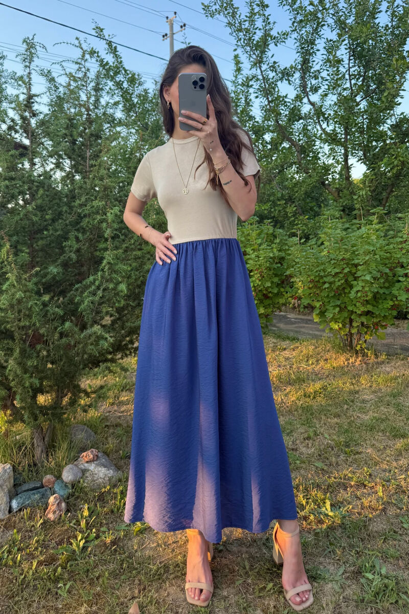 FUSTAN DY NGJYRËSH PËR FEMRA NË NGJYRËN BLU+BEZHË - 5