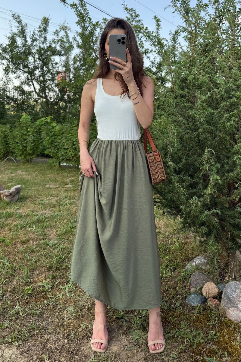 FUSTAN DY NGJYRËSH PËR FEMRA NË NGJYRËN E BARDHË+JESHILE - 2