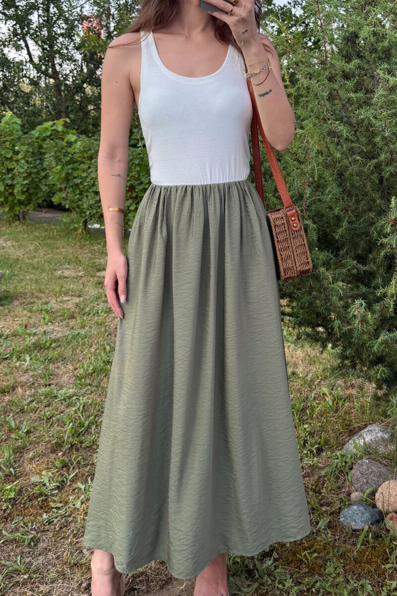 FUSTAN DY NGJYRËSH PËR FEMRA NË NGJYRËN E BARDHË+JESHILE - 3
