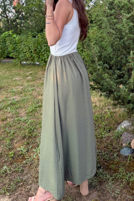 FUSTAN DY NGJYRËSH PËR FEMRA NË NGJYRËN E BARDHË+JESHILE - 4