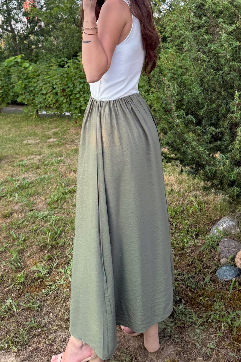 FUSTAN DY NGJYRËSH PËR FEMRA NË NGJYRËN E BARDHË+JESHILE - 4