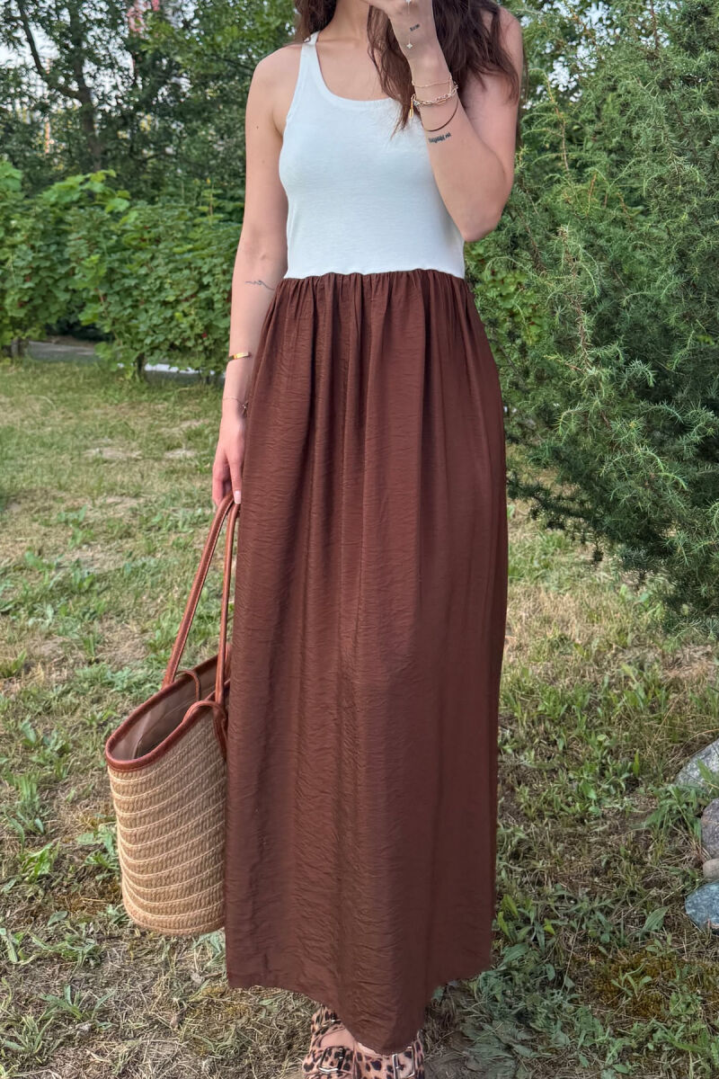 FUSTAN DY NGJYRËSH PËR FEMRA NË NGJYRËN E BARDHË+KAFE - 6