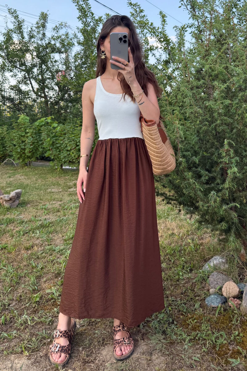FUSTAN DY NGJYRËSH PËR FEMRA NË NGJYRËN E BARDHË+KAFE - 5