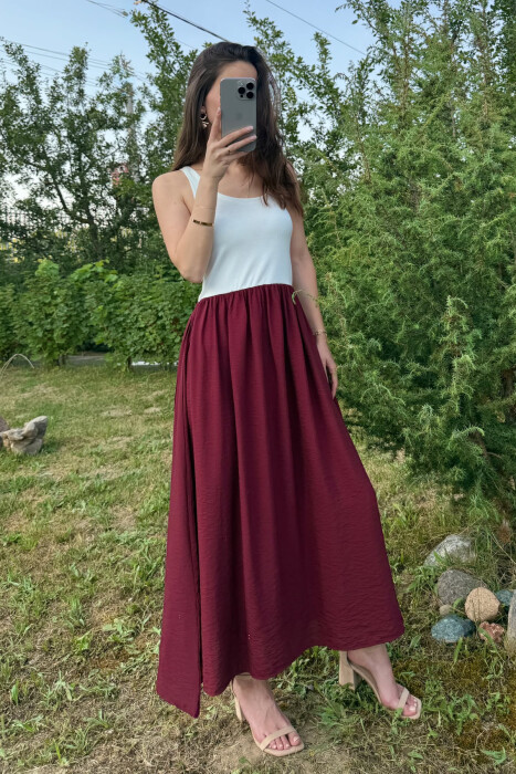 FUSTAN DY NGJYRËSH PËR FEMRA NË NGJYRËN E BARDHË+VISHNJË - 2