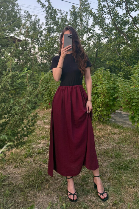 FUSTAN DY NGJYRËSH PËR FEMRA NË NGJYRËN E ZEZË+VISHNJË - 2