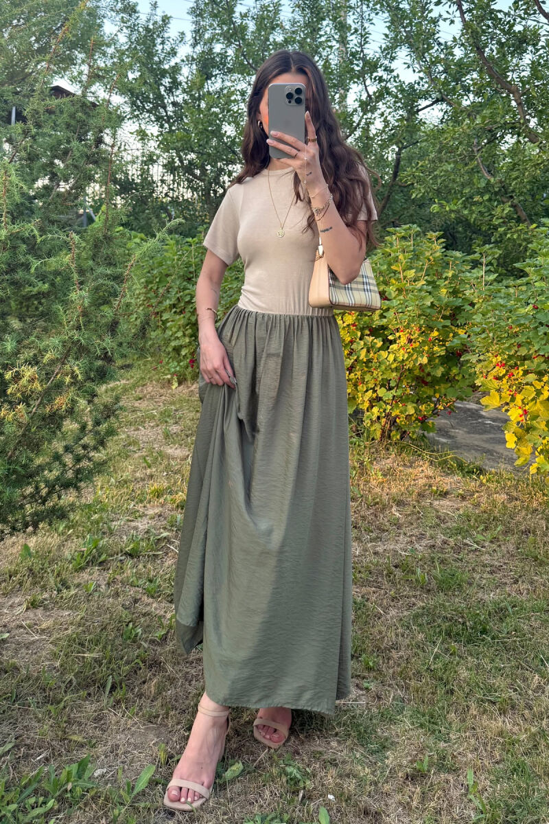 FUSTAN DY NGJYRËSH PËR FEMRA NË NGJYRËN KREM+ULLI - 2