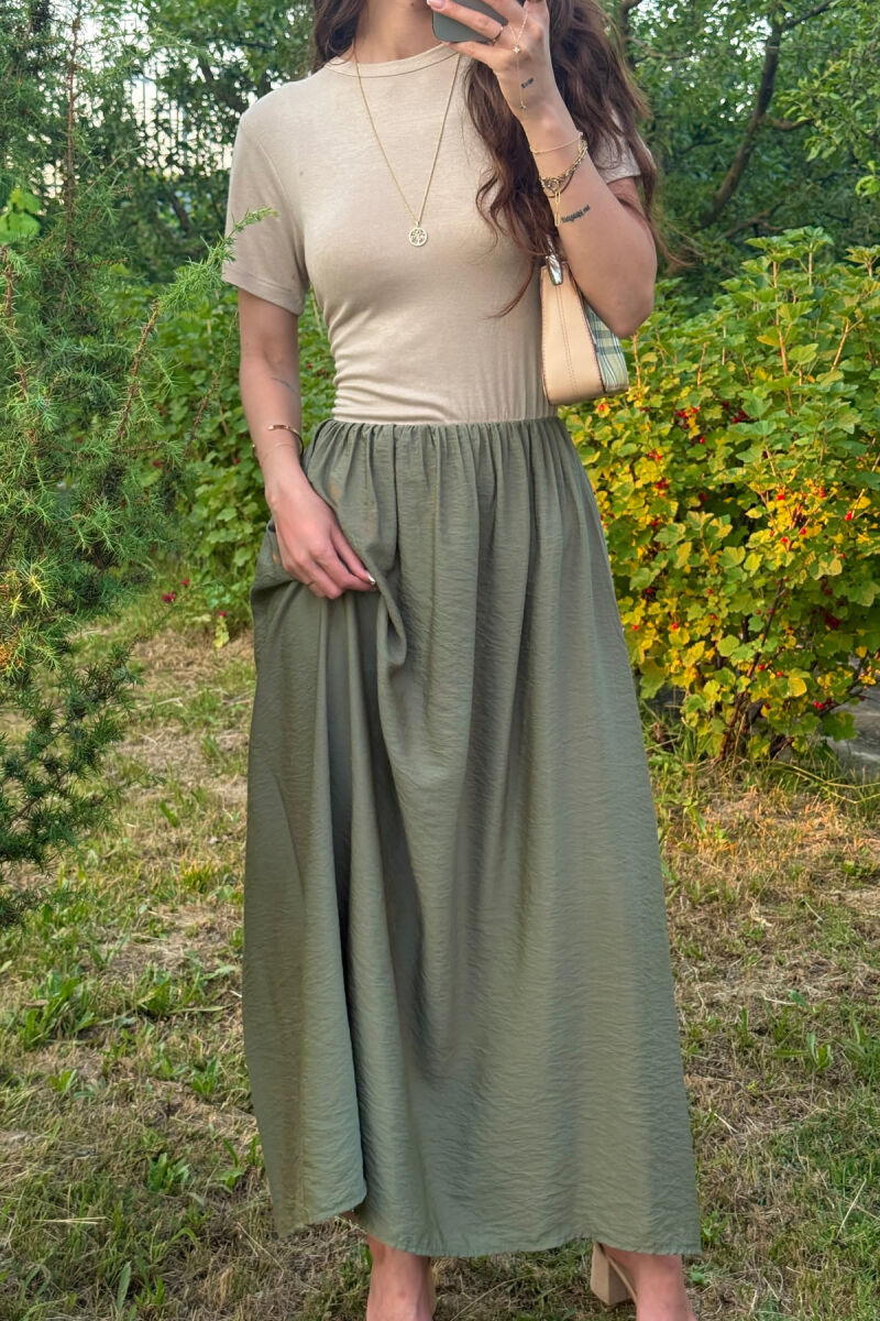FUSTAN DY NGJYRËSH PËR FEMRA NË NGJYRËN KREM+ULLI - 3