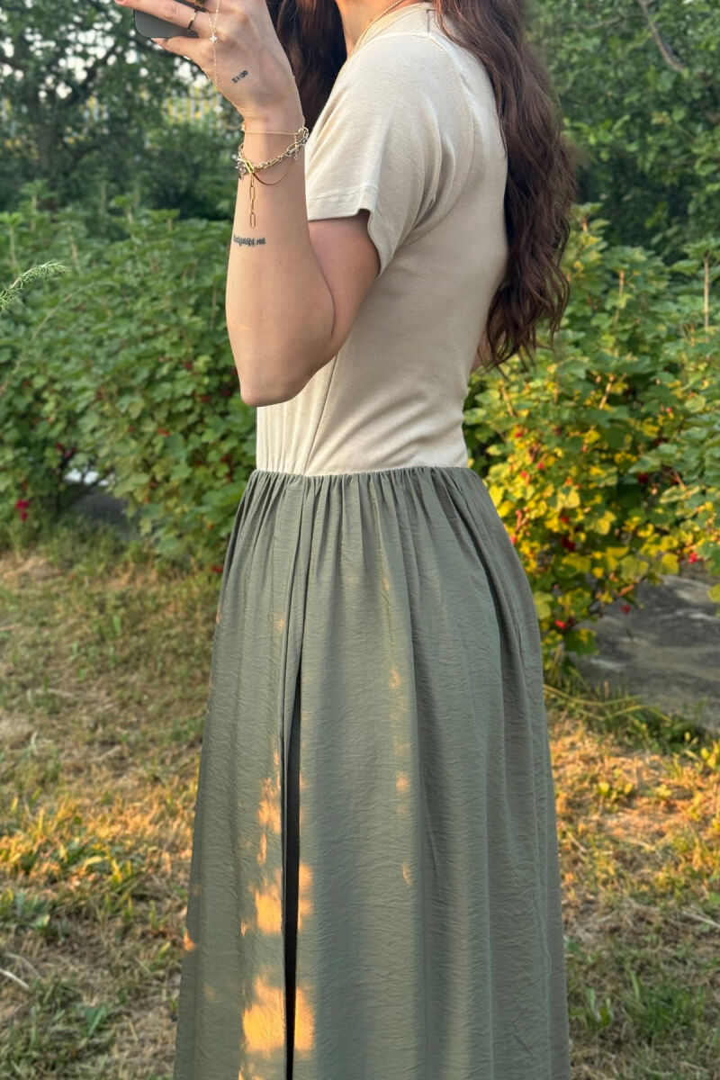 FUSTAN DY NGJYRËSH PËR FEMRA NË NGJYRËN KREM+ULLI - 4