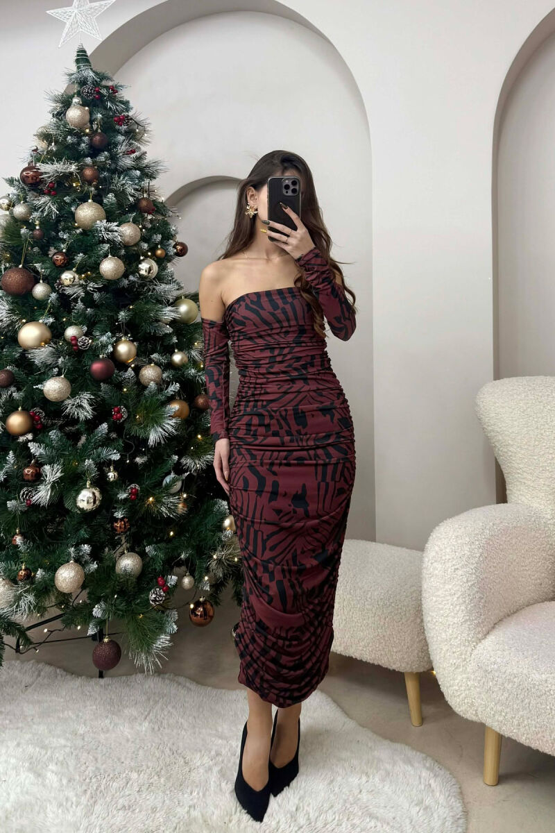 FUSTAN I GJATË DY NGJYRËSH PËR FEMRA NË NGJYRËN VISHNJË - 2