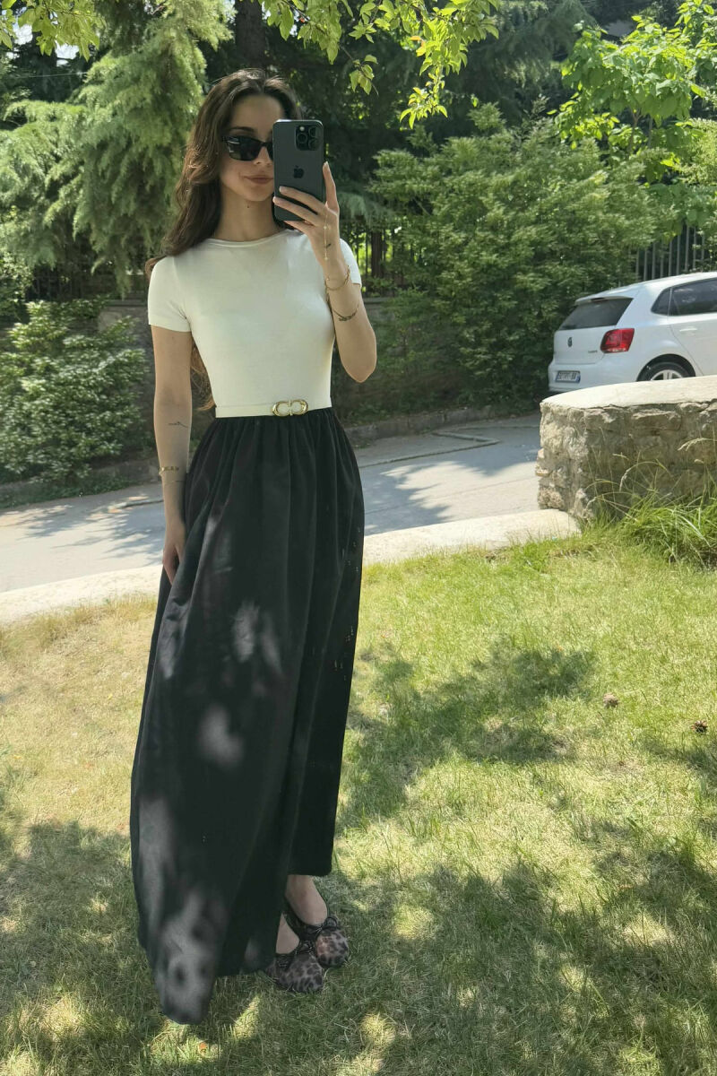 FUSTAN I GJATË ME DETAJIN E RRIPIT PËR FEMRA NË NGJYRËN E ZEZË - 2