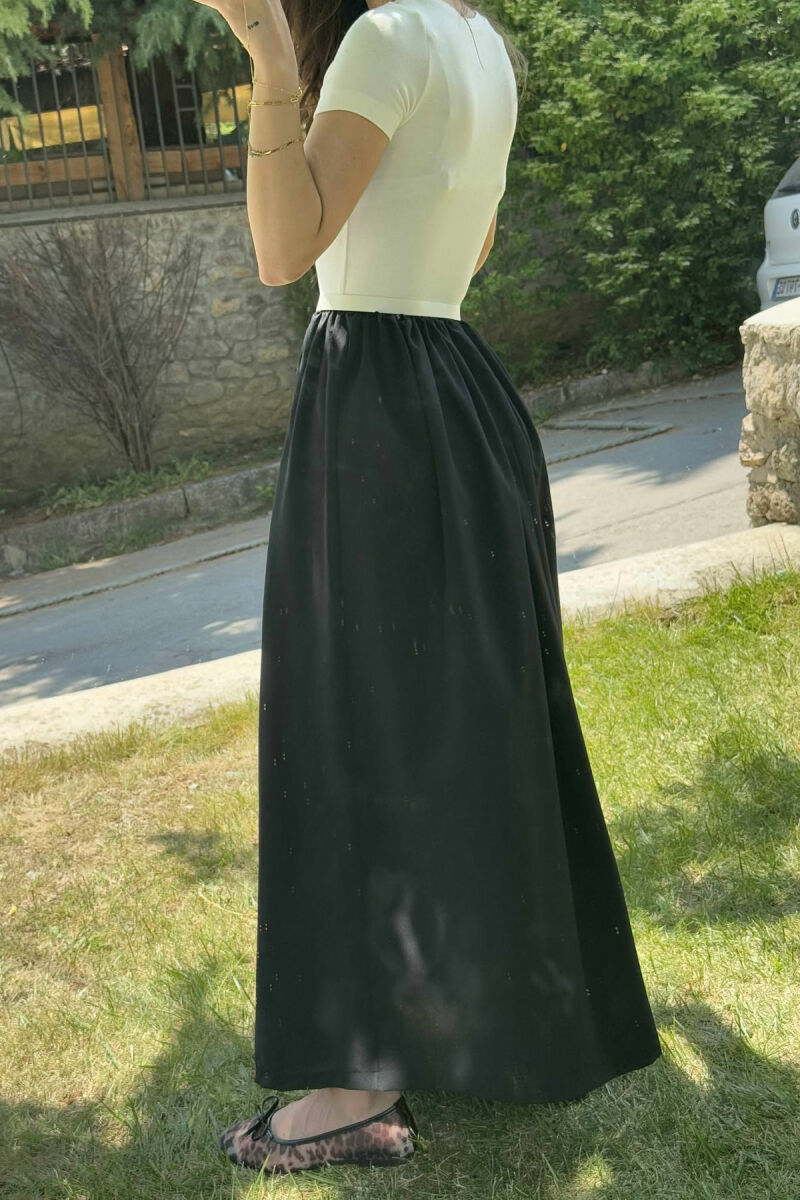 FUSTAN I GJATË ME DETAJIN E RRIPIT PËR FEMRA NË NGJYRËN E ZEZË - 4