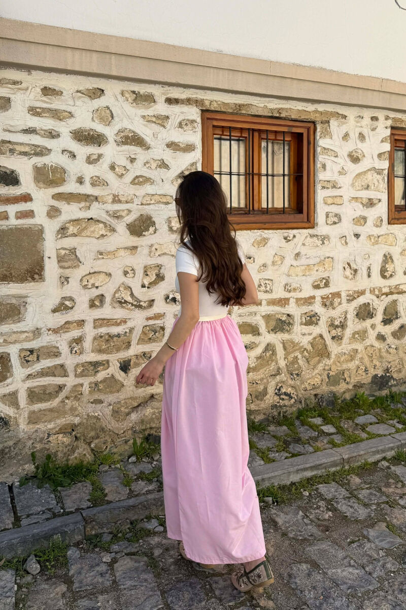 FUSTAN I GJATË ME DETAJIN E RRIPIT PËR FEMRA NË NGJYRËN ROZË - 4