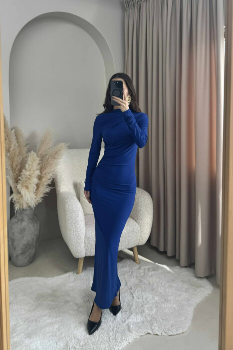 FUSTAN I GJATË NJË NGJYRËSH PËR FEMRA NË NGJYRËN BLU - 2