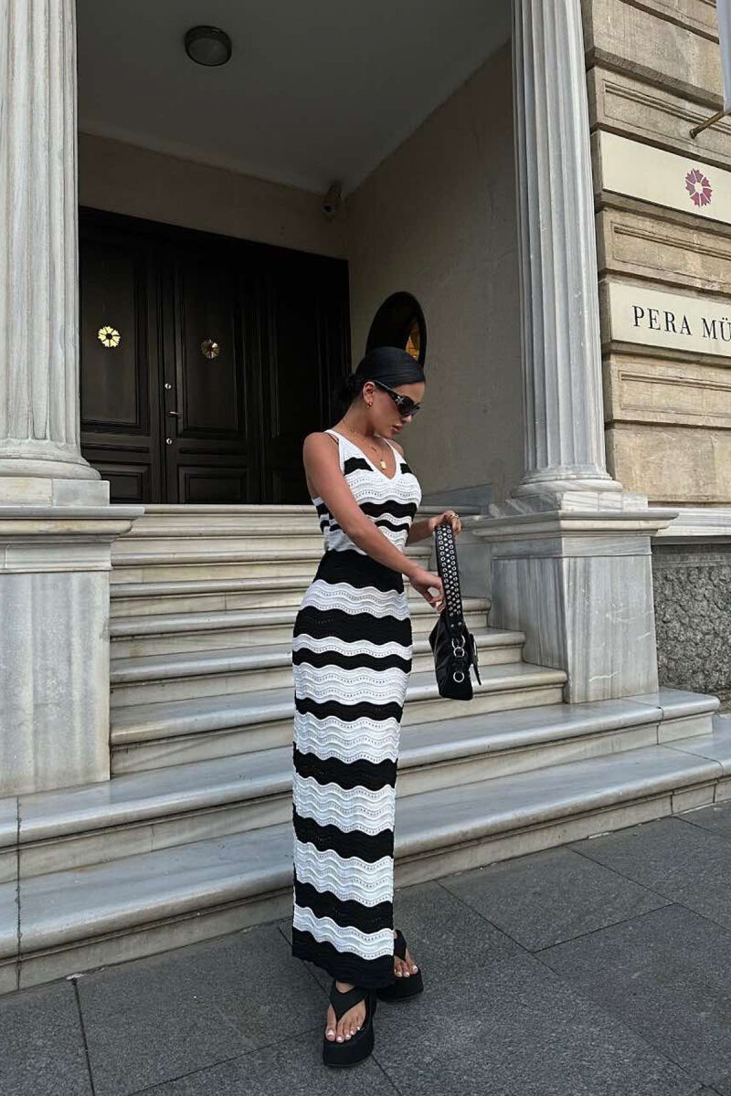 FUSTAN I GJATË PËR FEMRA NË NGJYRËN E ZEZË+E BARDHË - 6