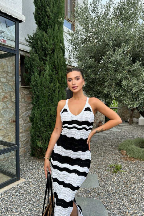 FUSTAN I GJATË PËR FEMRA NË NGJYRËN E ZEZË+E BARDHË - 3