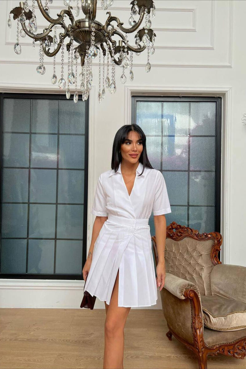 FUSTAN I SHKURTËR ME JAKË POLO PËR FEMRA NË NGJYRËN E BARDHË - 2