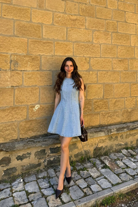 FUSTAN I SHKURTER XHINS PER FEMRA NE NGJYRE BABY BLUE - 1