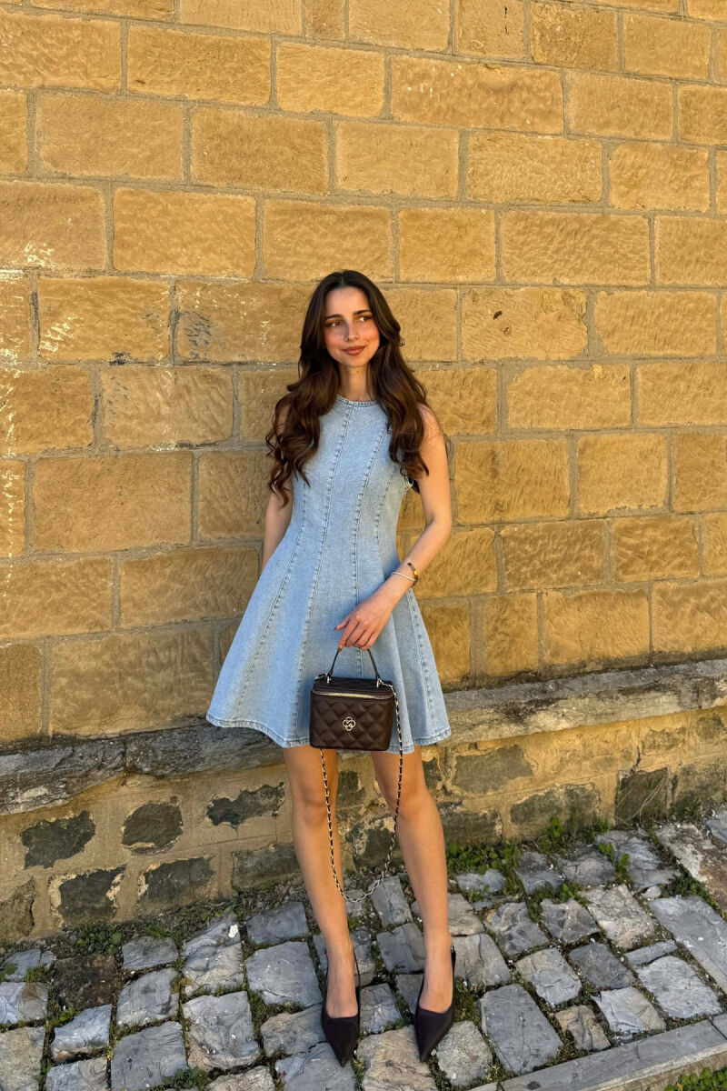 FUSTAN I SHKURTER XHINS PER FEMRA NE NGJYRE BABY BLUE - 3