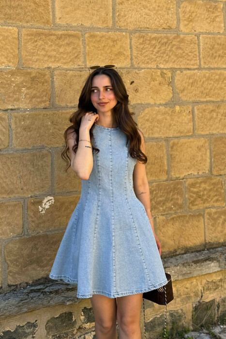 FUSTAN I SHKURTER XHINS PER FEMRA NE NGJYRE BABY BLUE - 5