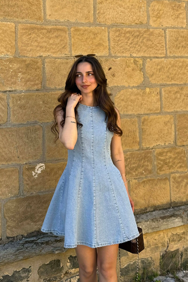 FUSTAN I SHKURTER XHINS PER FEMRA NE NGJYRE BABY BLUE - 5