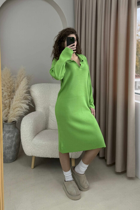 FUSTAN I THURRUR NJË NGJYRËSH ME JAKË POLO PËR FEMRA NË NGJYRË JESHILE TË ZBARDHUR - 2