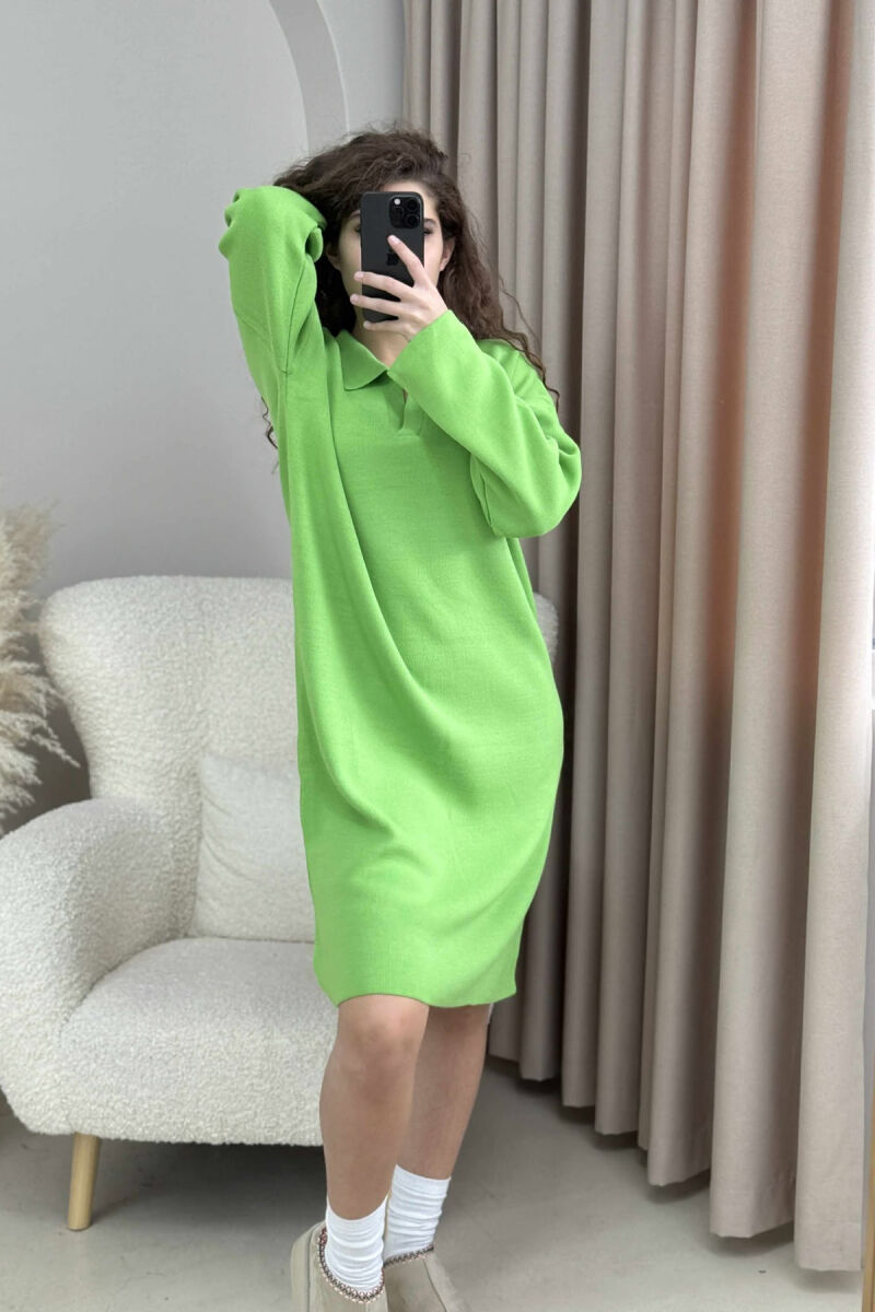 FUSTAN I THURRUR NJË NGJYRËSH ME JAKË POLO PËR FEMRA NË NGJYRË JESHILE TË ZBARDHUR - 4