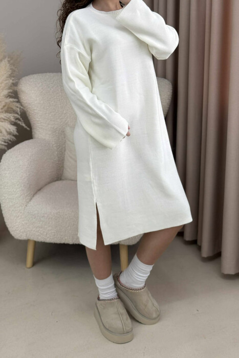 FUSTAN I THURRUR NJË NGJYRËSH ME JAKË TË RRUMBULLAKËT PËR FEMRA NË NGJYRË TË BARDHË - 4